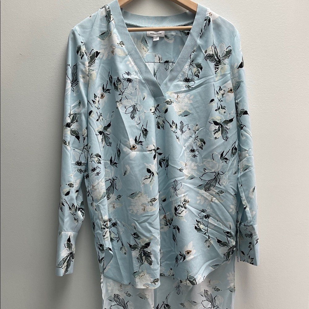 Nordstrom Light Blue Floral Top